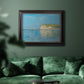 Impressionist coastal low-tide seascape at Pourville by Claude Monet in an ornate black frame with gilded inner detail displayed in a dark-toned interior setting.