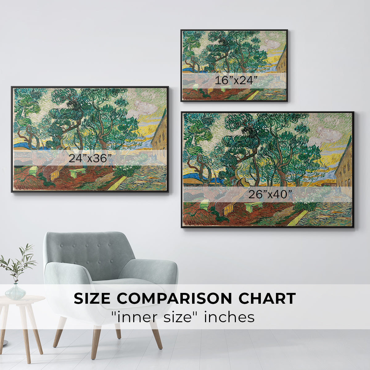 The Garden of Saint-Paul Hospital, 1889 - Floater Framed Canvas Print