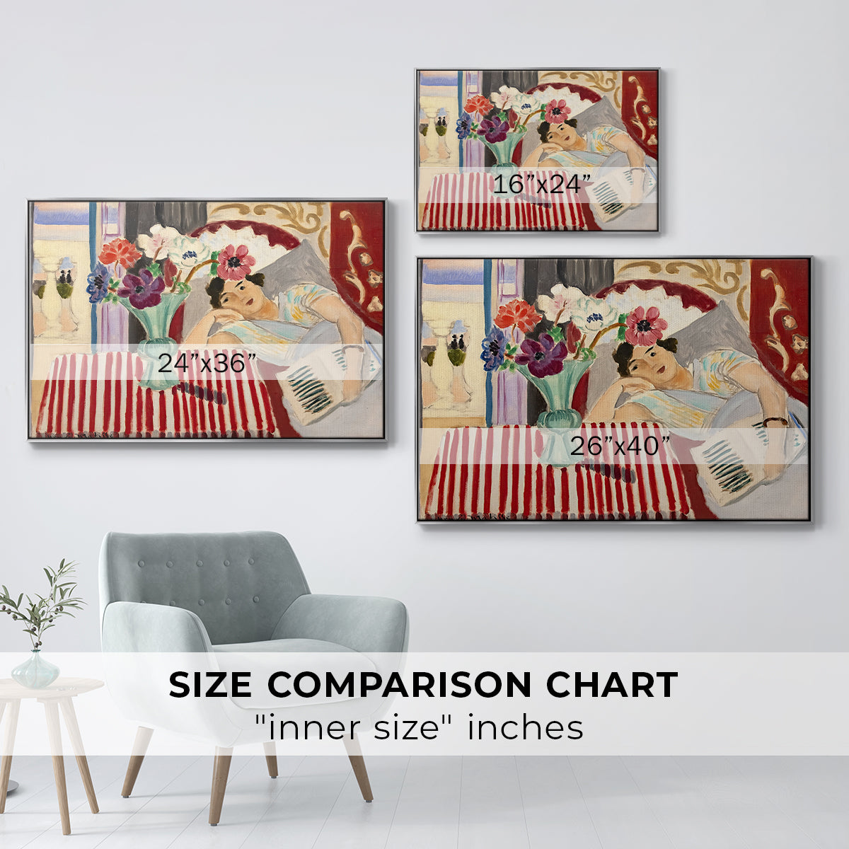 Woman with Anemones (Femme et anémones), c. 1920-1921 - Floater Framed Canvas Print