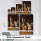 Size comparison chart for canvas art prints, showing multiple size options.