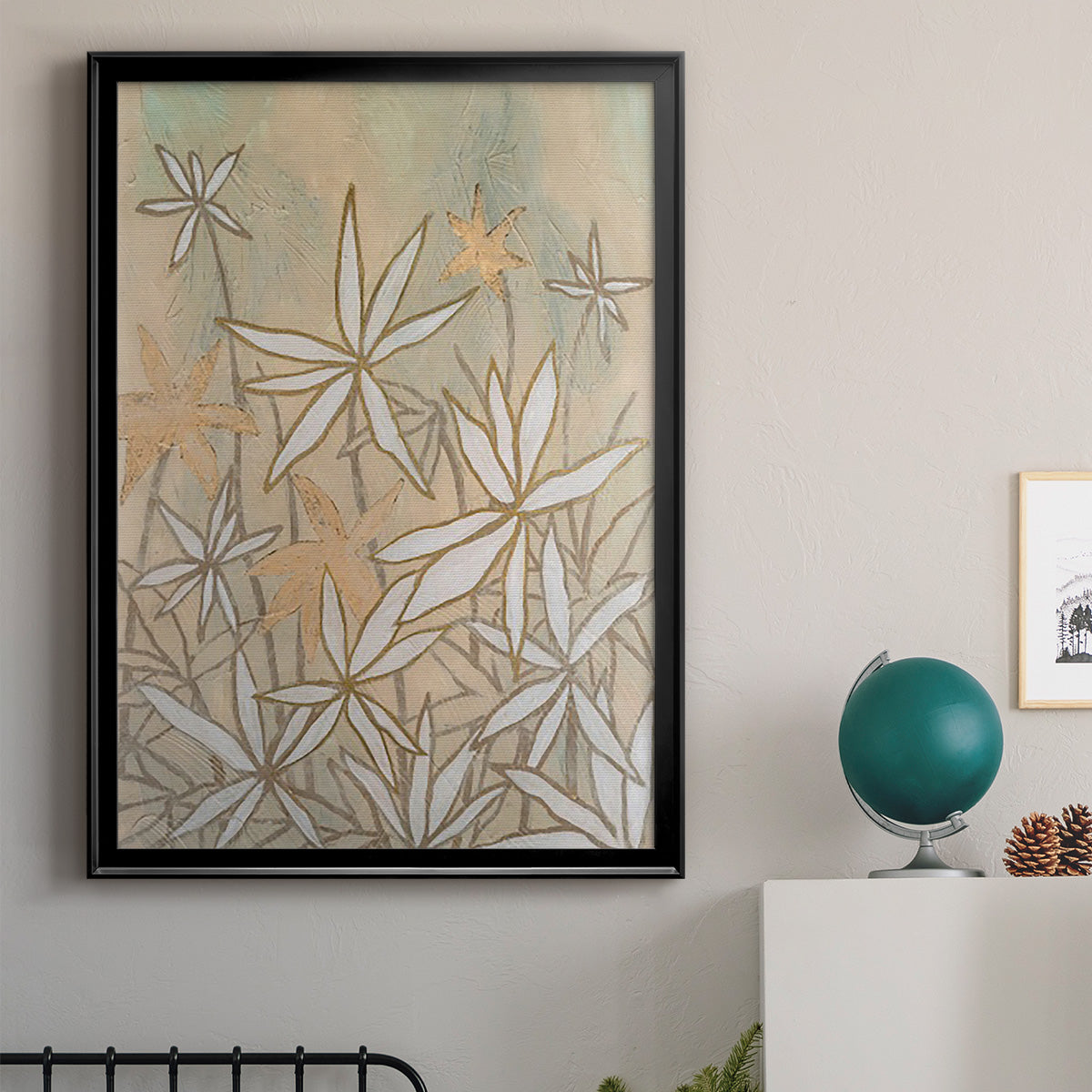 Embellished Starburst Bloom I - Modern Framed Canvas Print