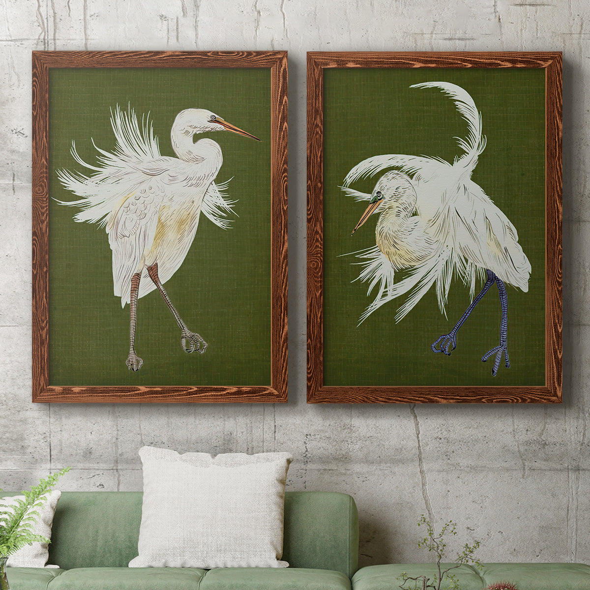 Heron Plumage I - Premium Framed Canvas 2 Piece Set - Ready to Hang