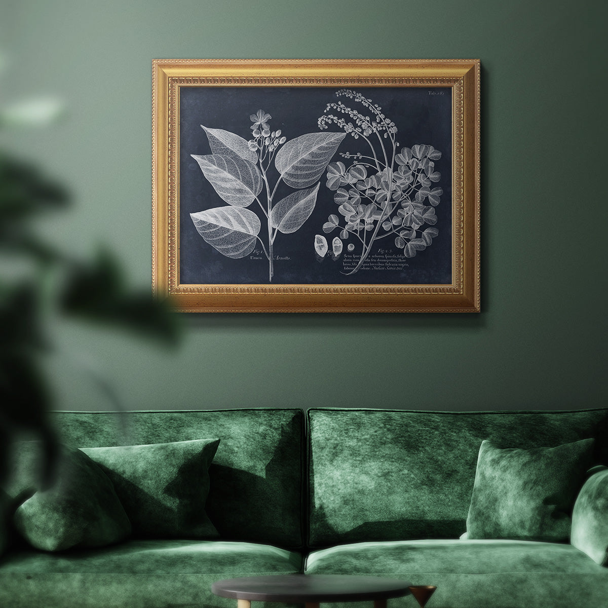 Foliage on Navy III Premium Framed Canvas- Ready to Hang