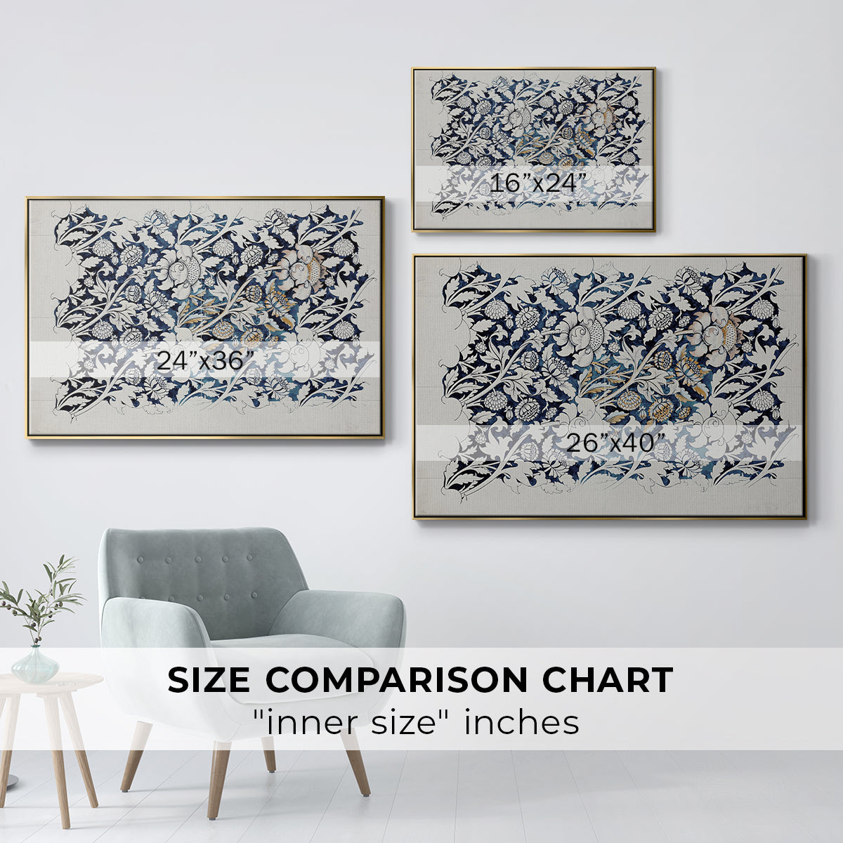 Watercolour for Printed Fabric Design: Wey, c. 1882-1883 - Floater Framed Canvas Print