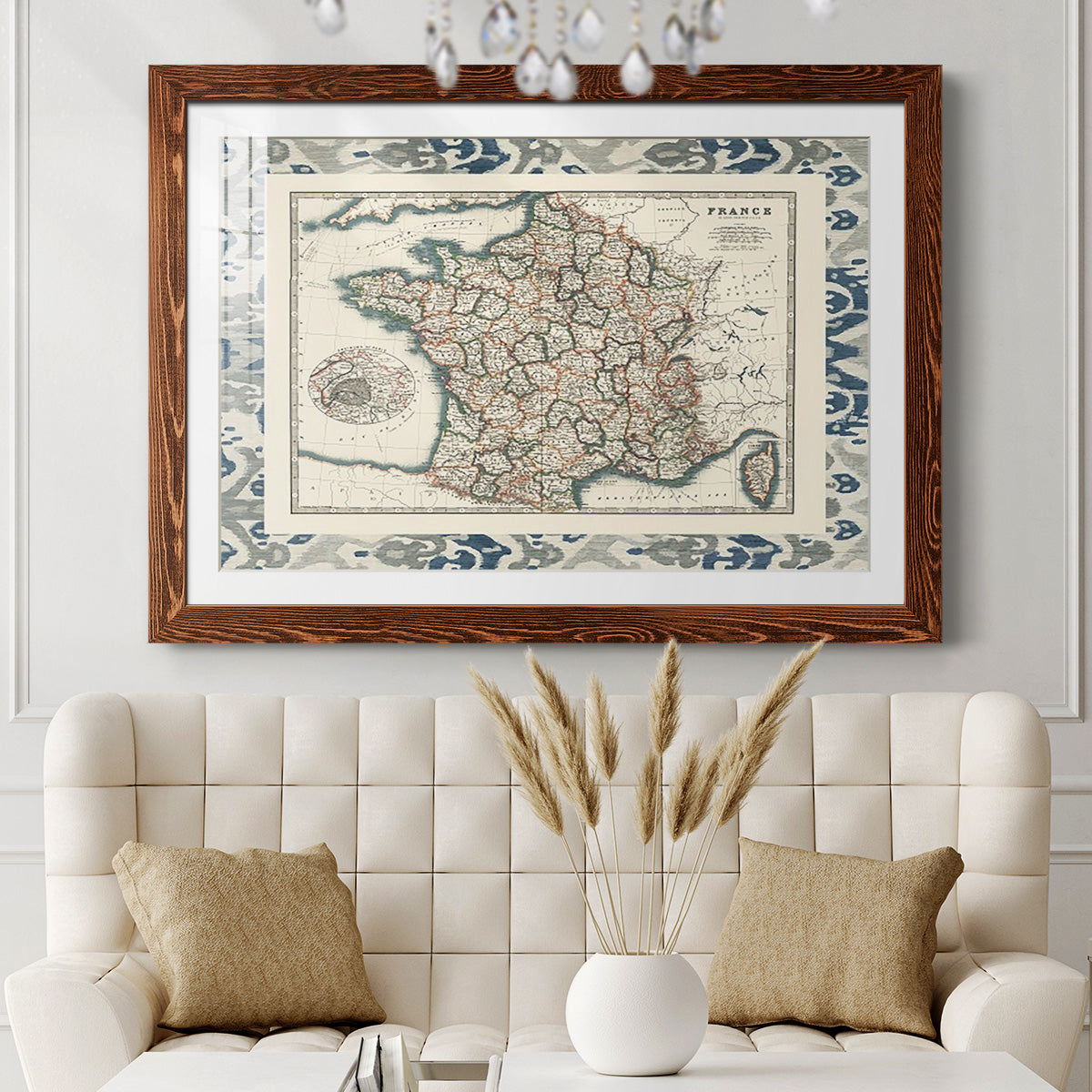 Bordered Map of France-Premium Framed Print - Ready to Hang