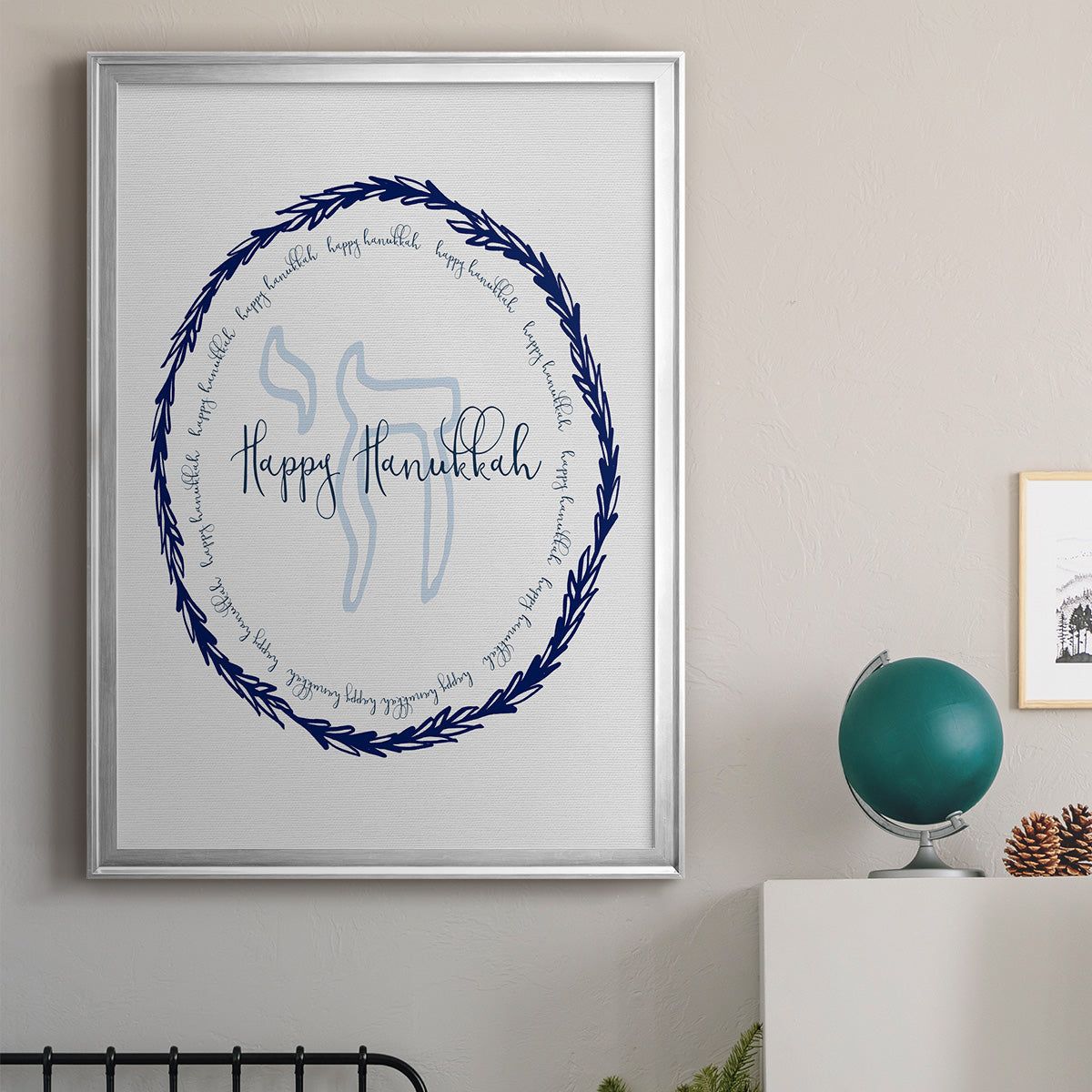 Hanukkah Go Round - Modern Framed Canvas Print