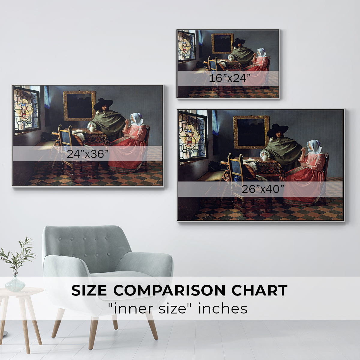 The Glass of Wine, c. 1660 - Floater Framed Canvas Print