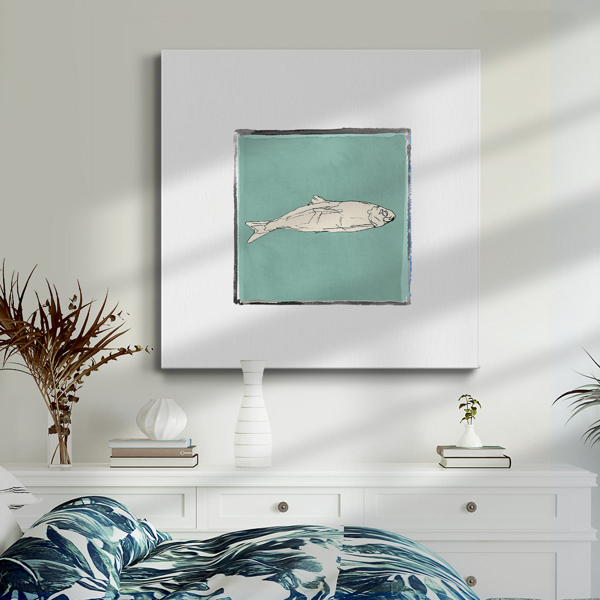 Block Print Fish II-Premium Gallery Wrapped Canvas - Ready to Hang