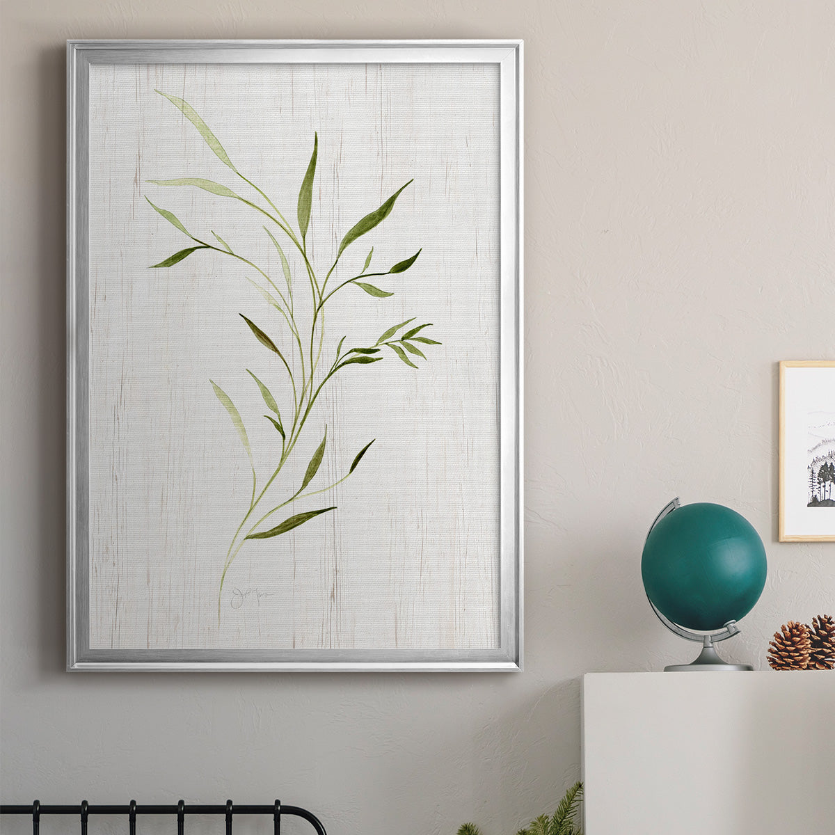 Windblown Leaves II - Modern Framed Canvas Print