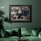Iconic impressionist café bar scene by Édouard Manet in an ornate black frame with gilded inner detail displayed in a dark-toned interior setting.