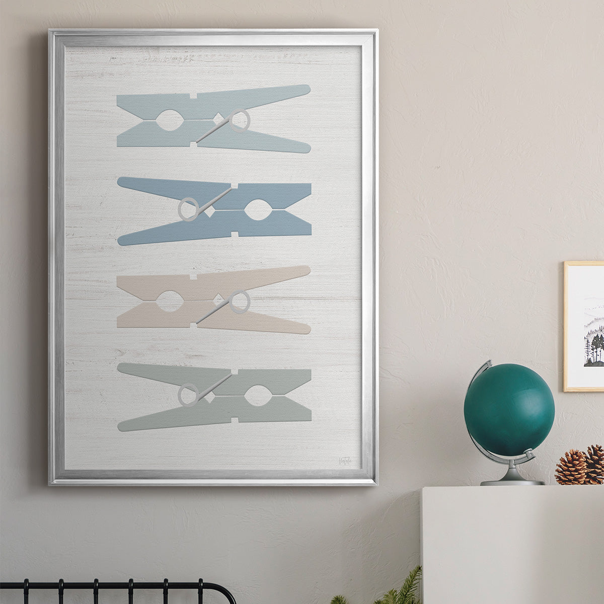 Laundry Pins - Modern Framed Canvas Print