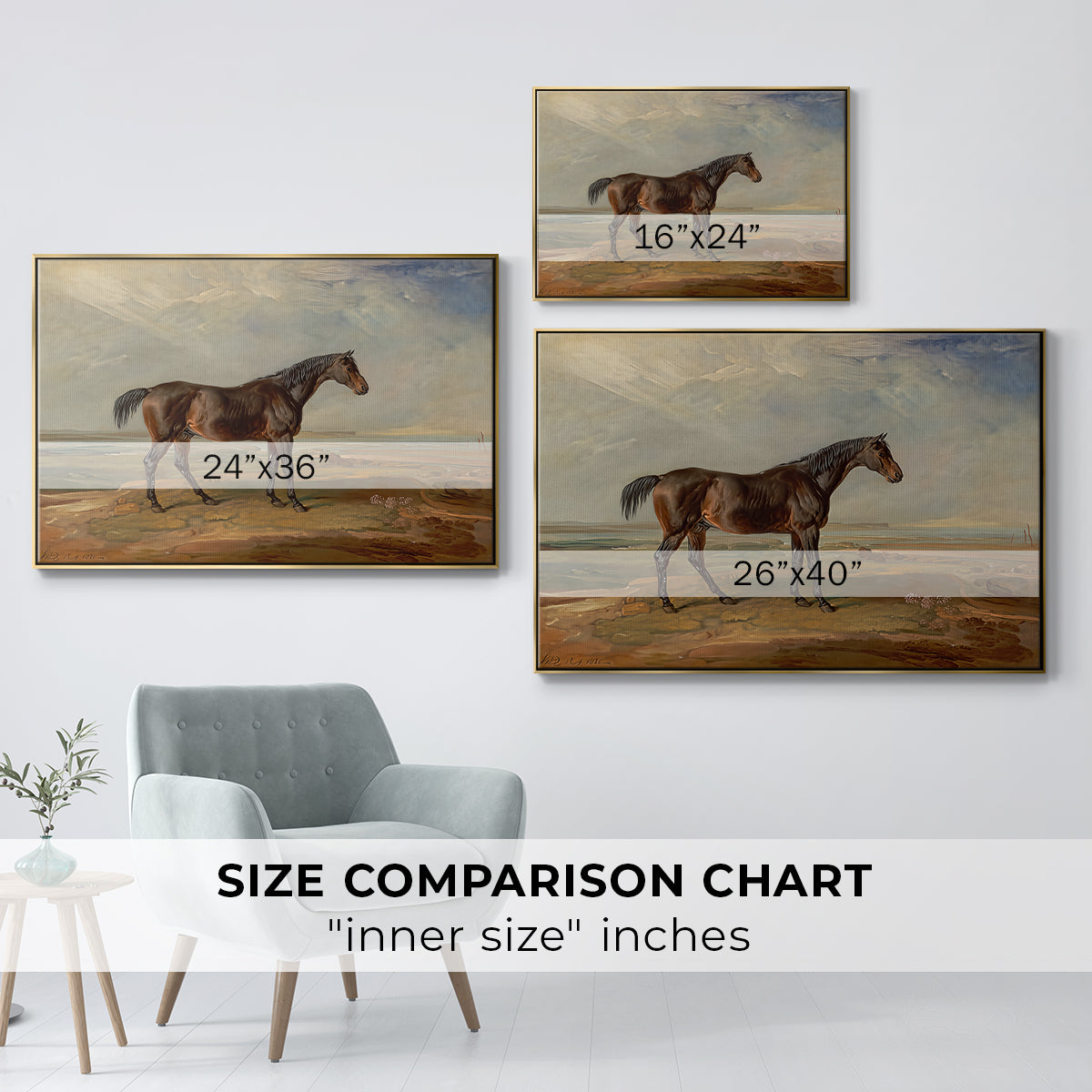 Dr. Syntax, a Bay Racehorse, Standing in a Coastal Landscape, an Estuary Beyond, c. 1820 - Floater Framed Canvas Print