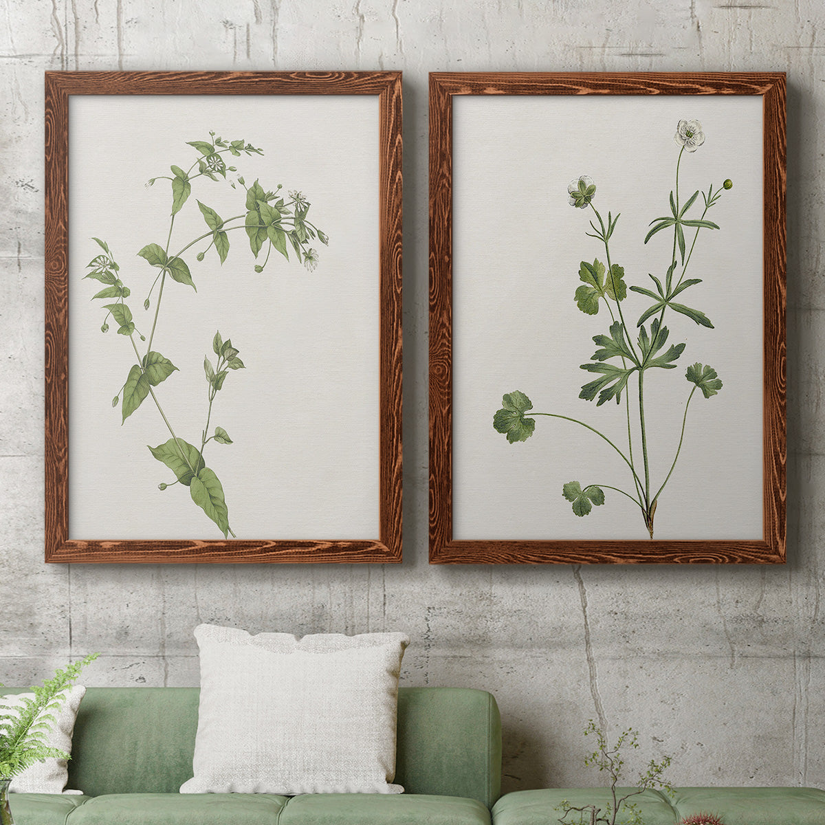 Wispy Botanical I - Premium Framed Canvas 2 Piece Set - Ready to Hang