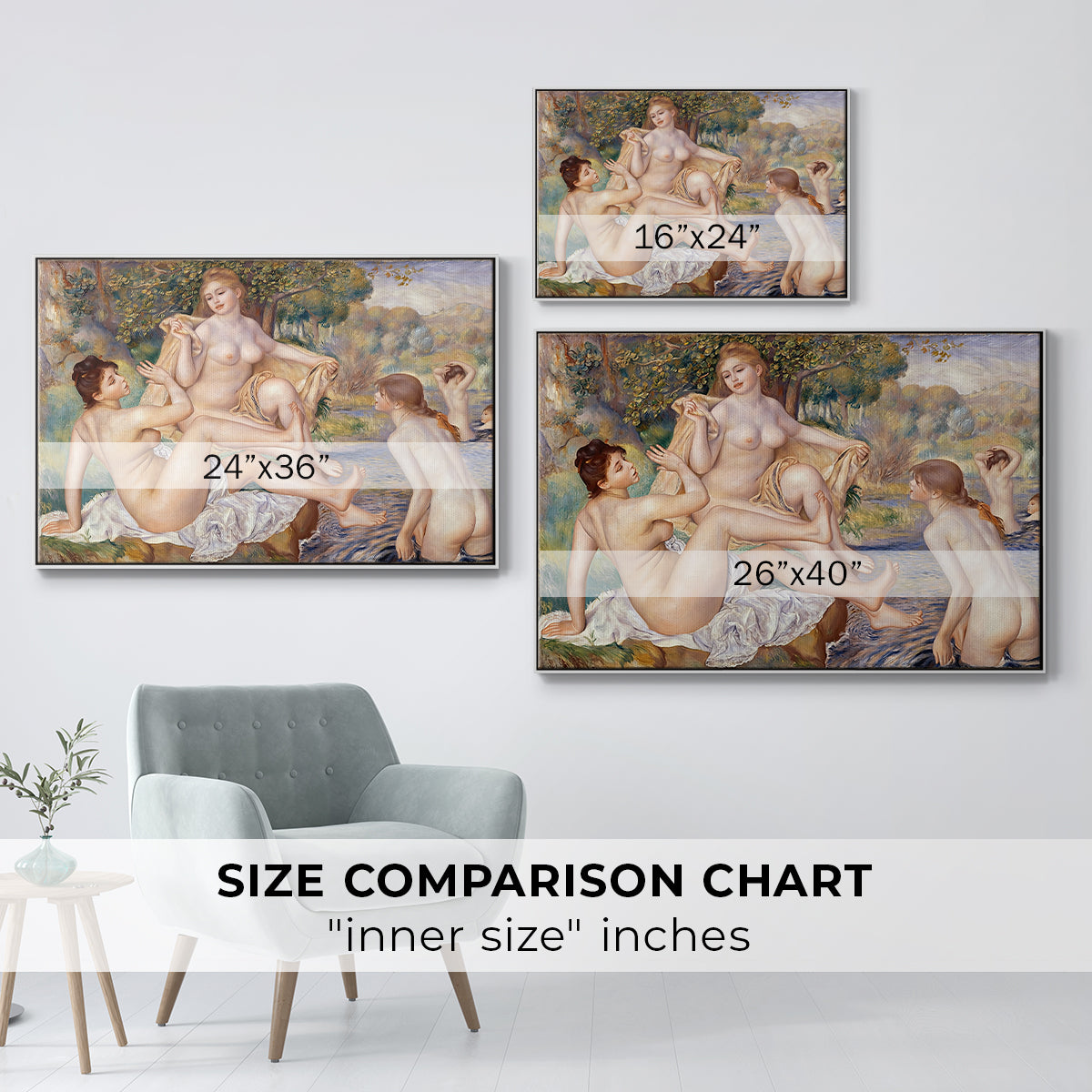 The Large Bathers, 1884-1887 - Floater Framed Canvas Print