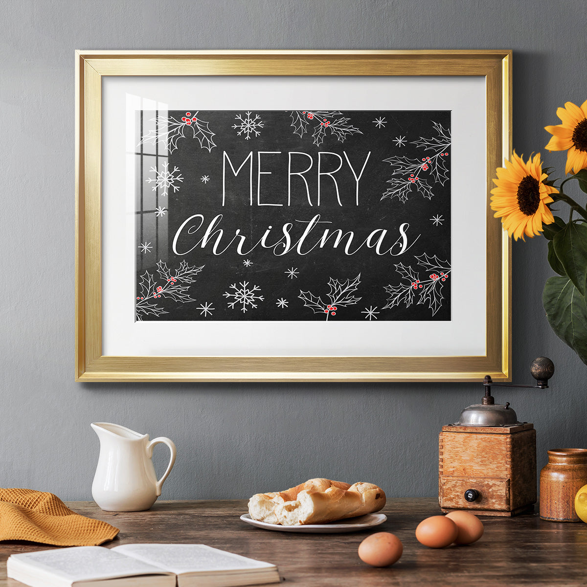 Merry Christmas Chalkboard - Modern Framed Art Print