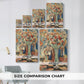 Size comparison chart for canvas art prints, showing multiple size options.