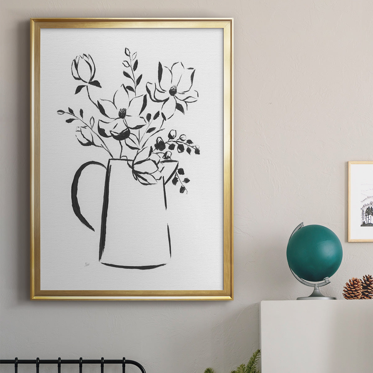 Sketchy Bouquet I - Modern Framed Canvas Print