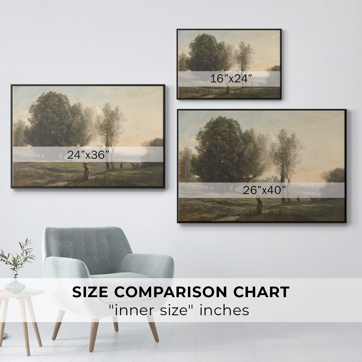 Landscape (Souvenir of les landes), c. 1872 - Floater Framed Canvas Print