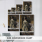 Size comparison chart for canvas art prints, showing multiple size options.