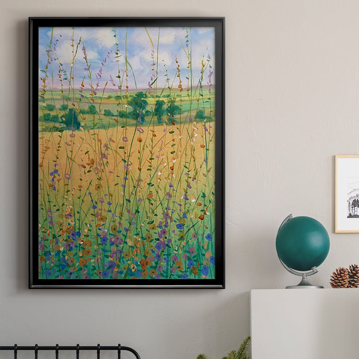 Wildflower Path II - Modern Framed Canvas Print