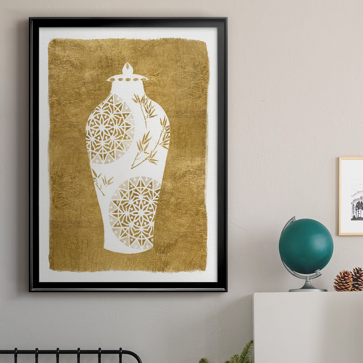 Golden Urn II - Modern Framed Canvas Print