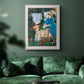 Intimate domestic genre scene by Édouard Manet in an ornate weathered white frame displayed in a dark-toned interior setting.