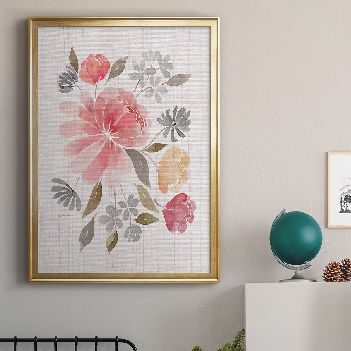 Loose Peonies I - Modern Framed Canvas Print