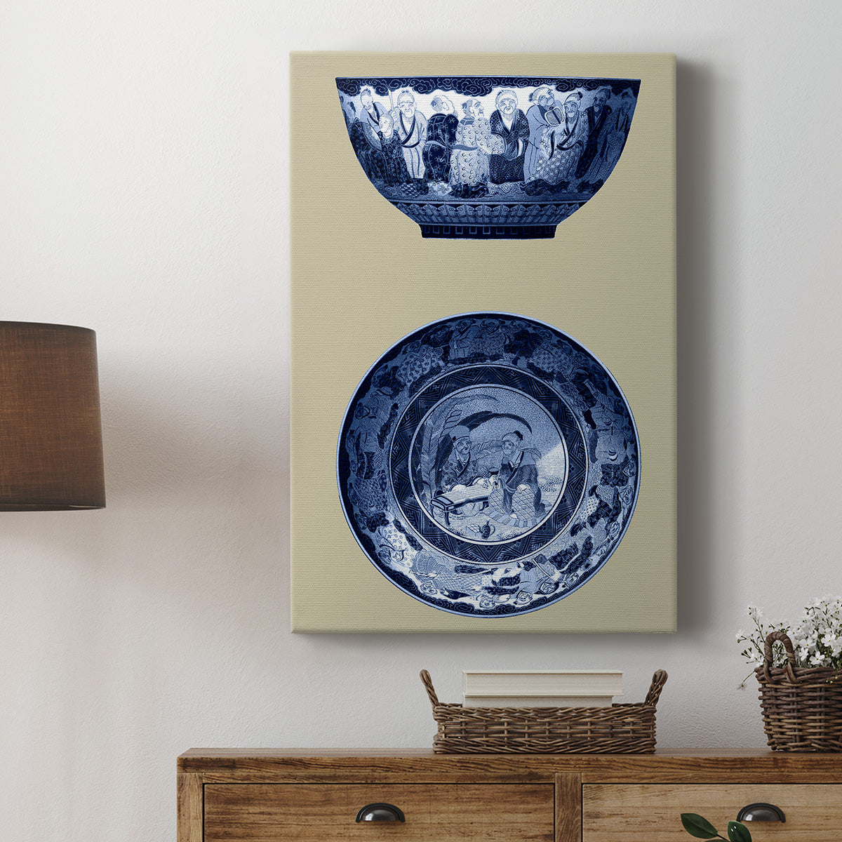 Porcelain in Blue and White II Premium Gallery Wrapped Canvas - Ready to Hang