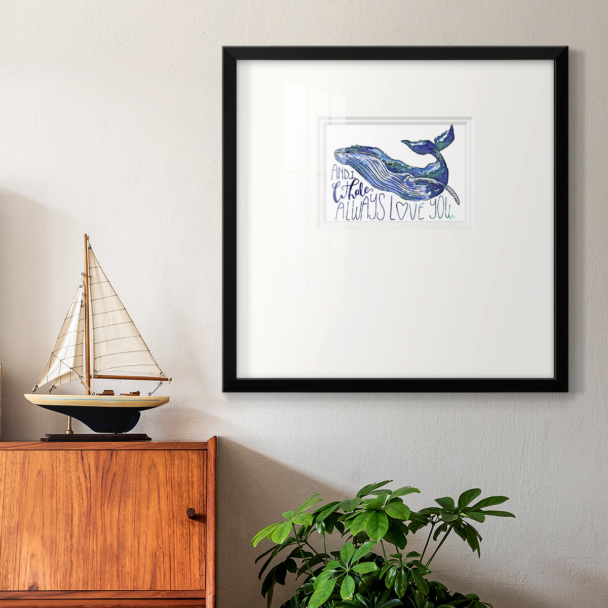 Whale Love I Premium Framed Print Double Matboard