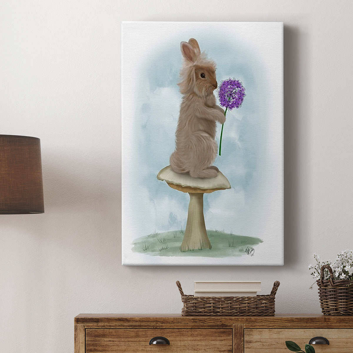 Rabbit and Agapanthus - Canvas Art Print