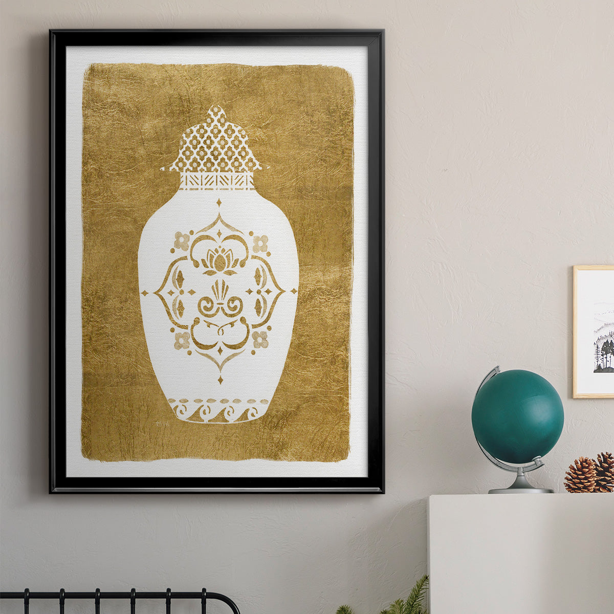 Golden Urn I - Modern Framed Canvas Print