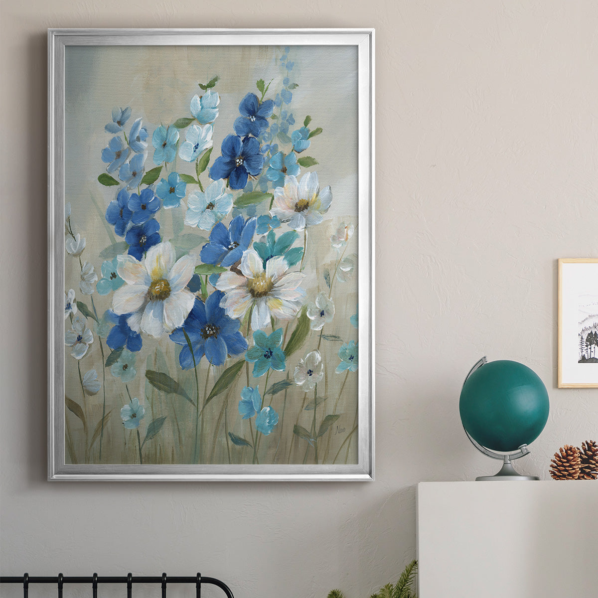 Blue Garden II - Modern Framed Canvas Print