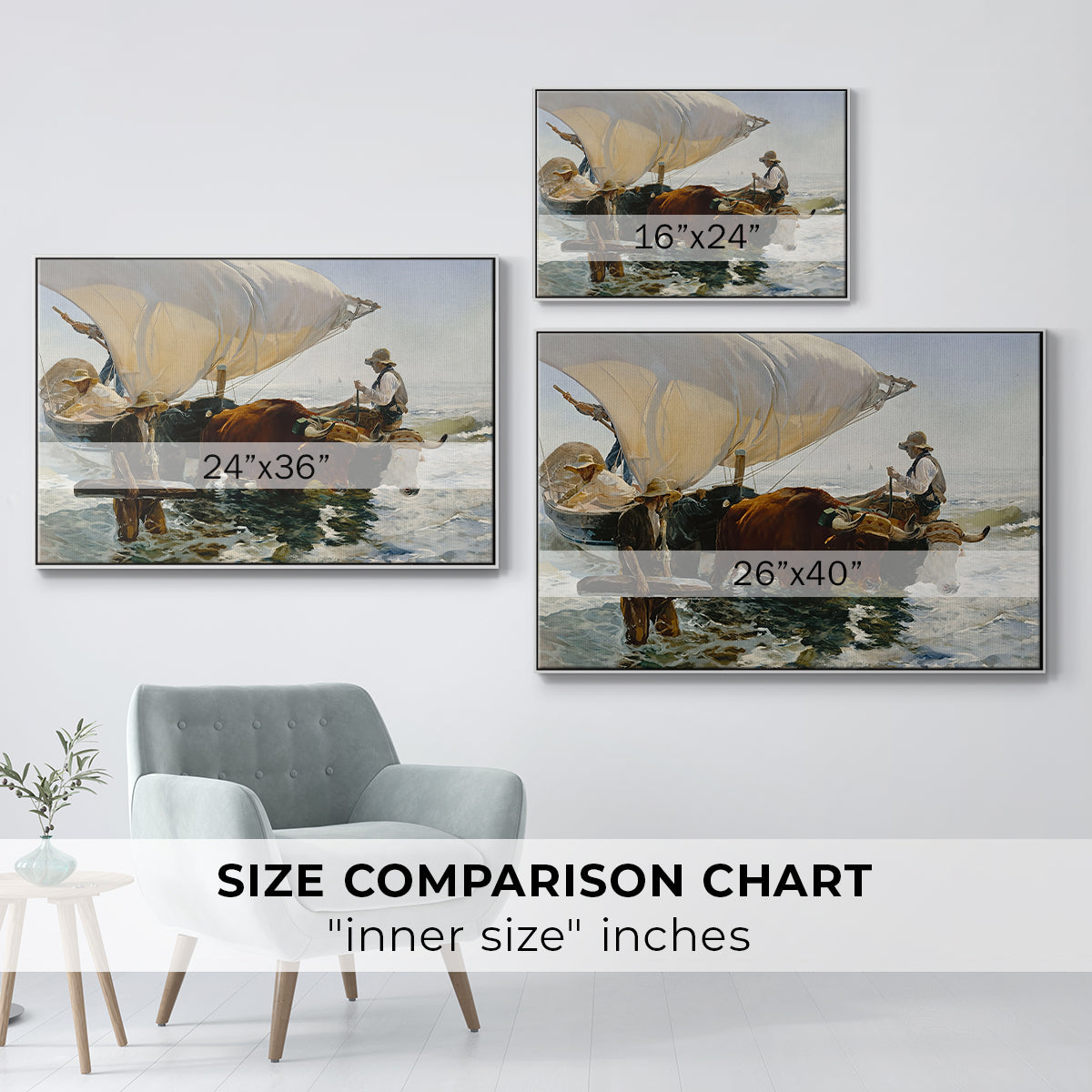 The Return from Fishing: Hauling the Boat, 1894 - Floater Framed Canvas Print