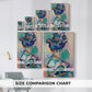 Size comparison chart for canvas art prints, showing multiple size options.