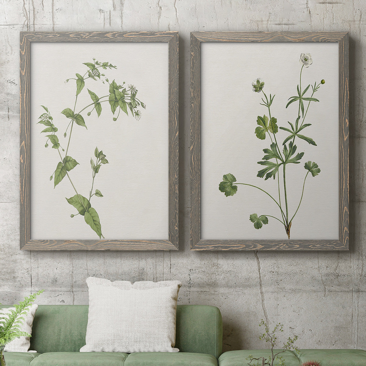 Wispy Botanical I - Premium Framed Canvas 2 Piece Set - Ready to Hang