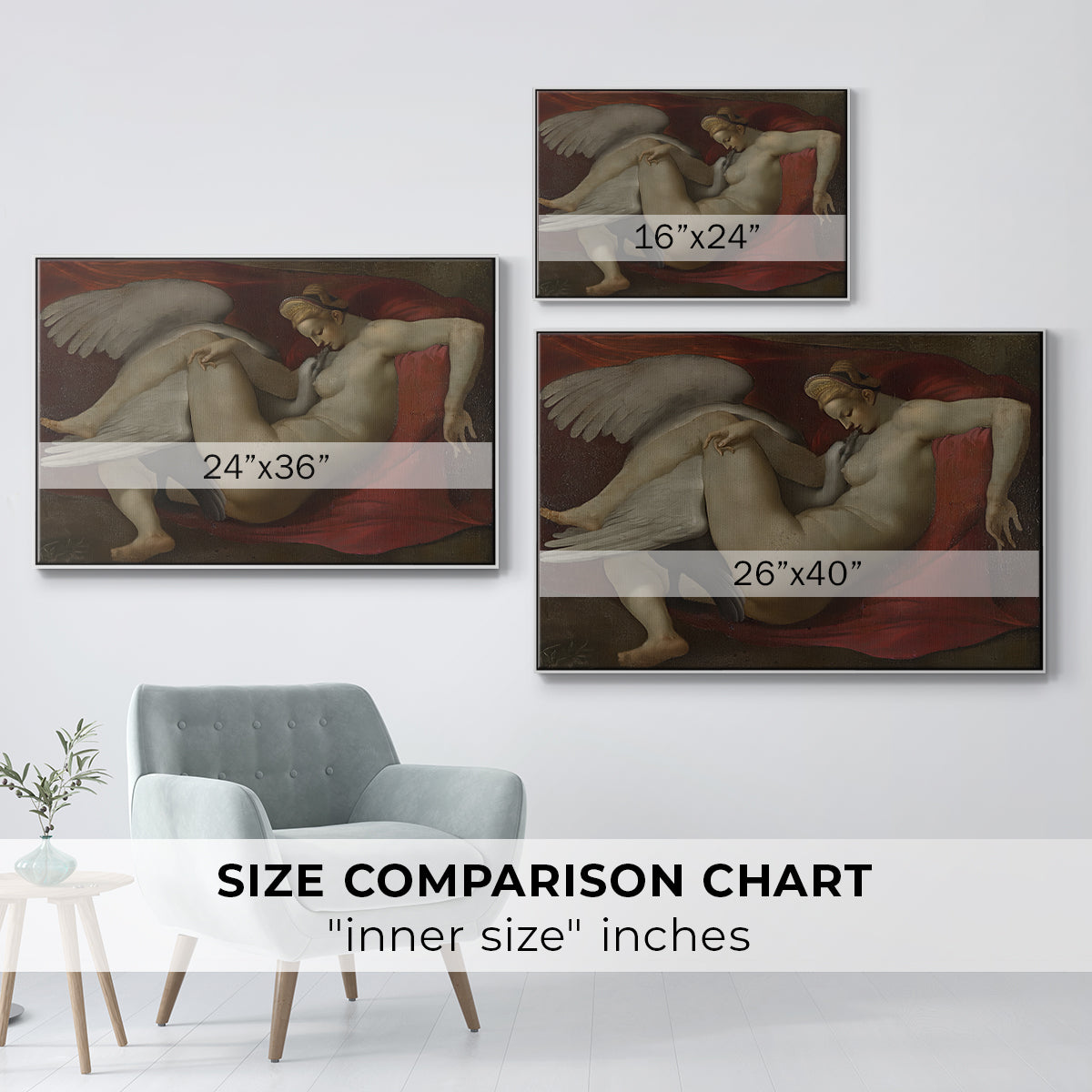 Leda and the Swan (16th-Century Version), c. 1530 - Floater Framed Canvas Print