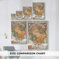 Size comparison chart for canvas art prints, showing multiple size options.