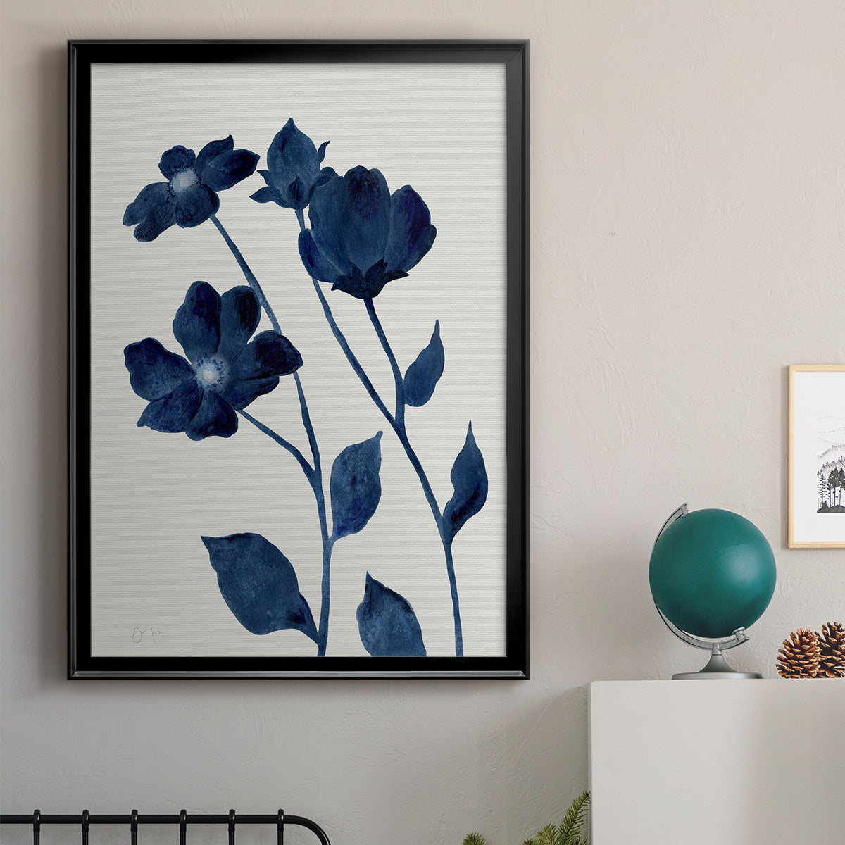 Indigo Bloom I - Modern Framed Canvas Print