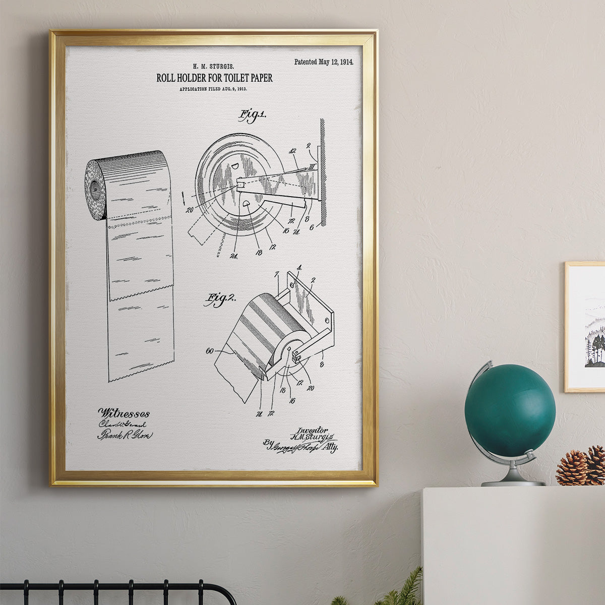 Toilet Paper Patent III - Modern Framed Canvas Print
