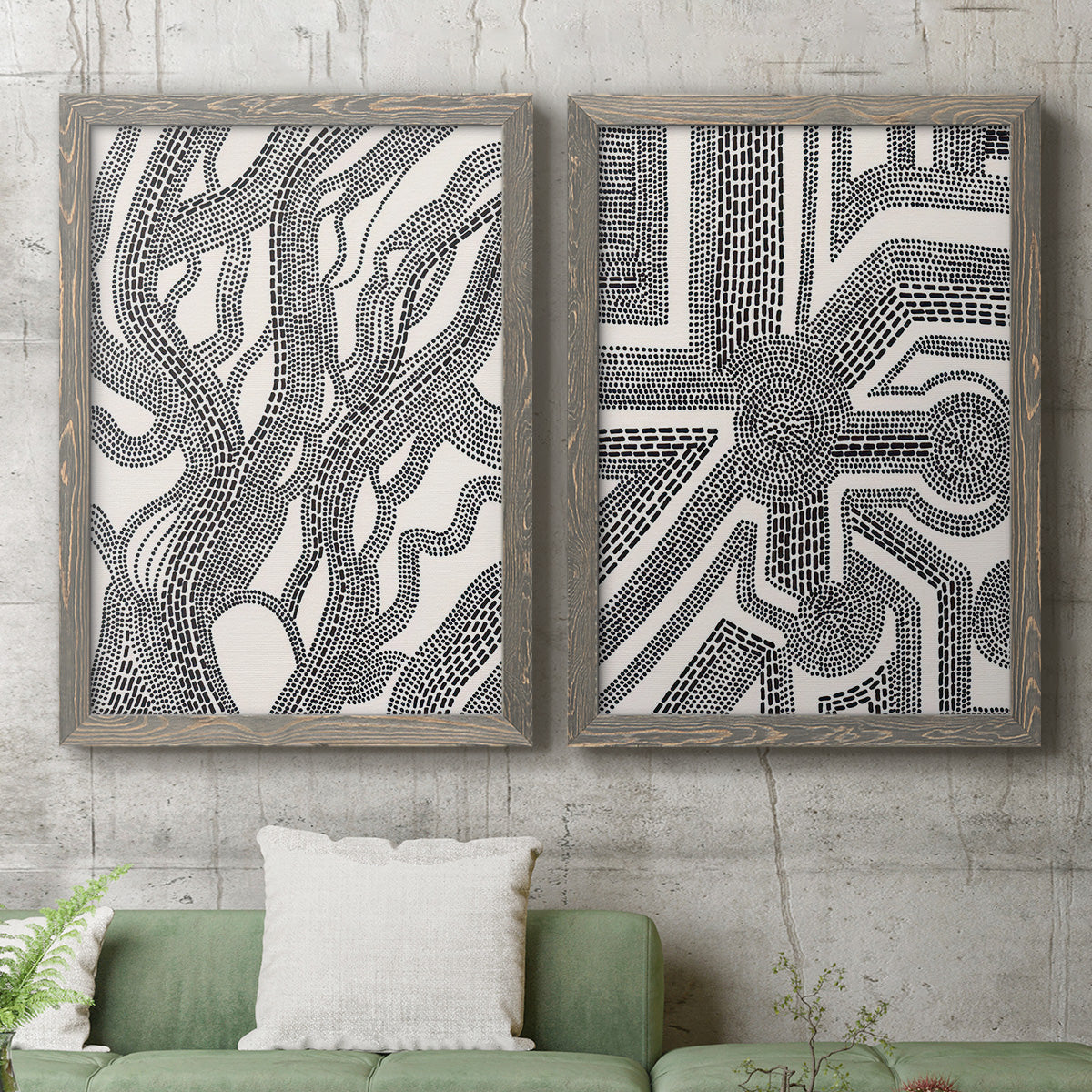 Dots and Dashes I - Premium Framed Canvas 2 Piece Set - Ready to Hang