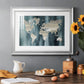 Navy World Map - Modern Framed Art Print