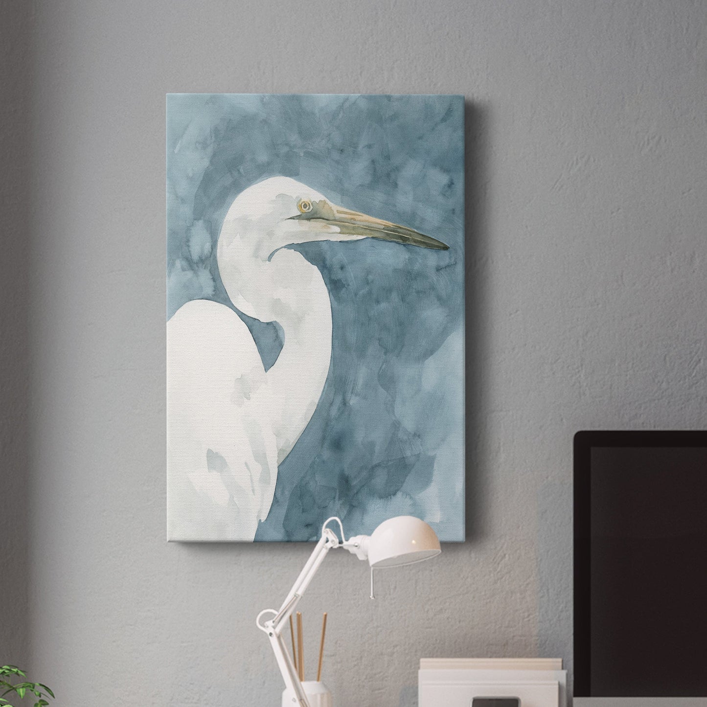 Watercolor Heron Portrait II Premium Gallery Wrapped Canvas - Ready to Hang