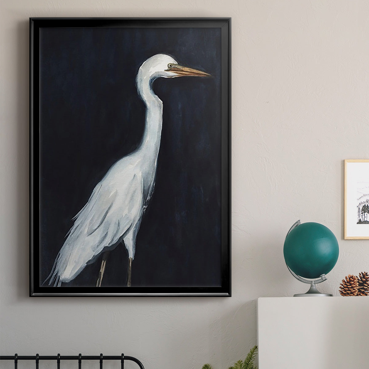 Calm Great Egret II - Modern Framed Canvas Print