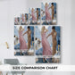 Size comparison chart for canvas art prints, showing multiple size options.