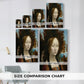 Size comparison chart for canvas art prints, showing multiple size options.