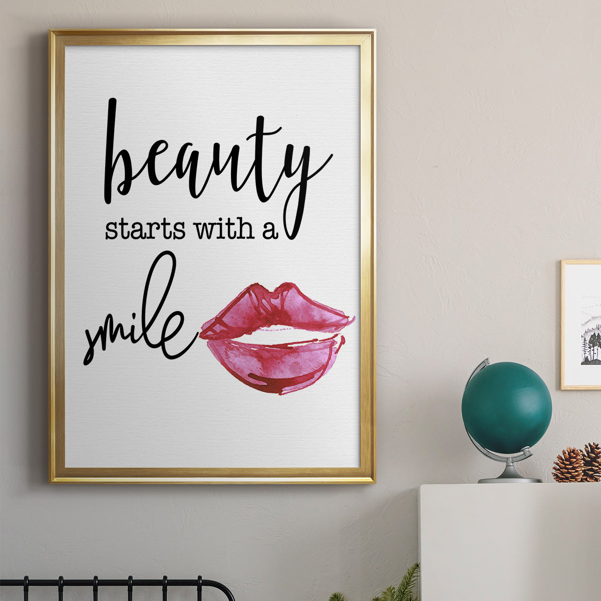 Beauty Starts With A Smile - Modern Framed Canvas Print