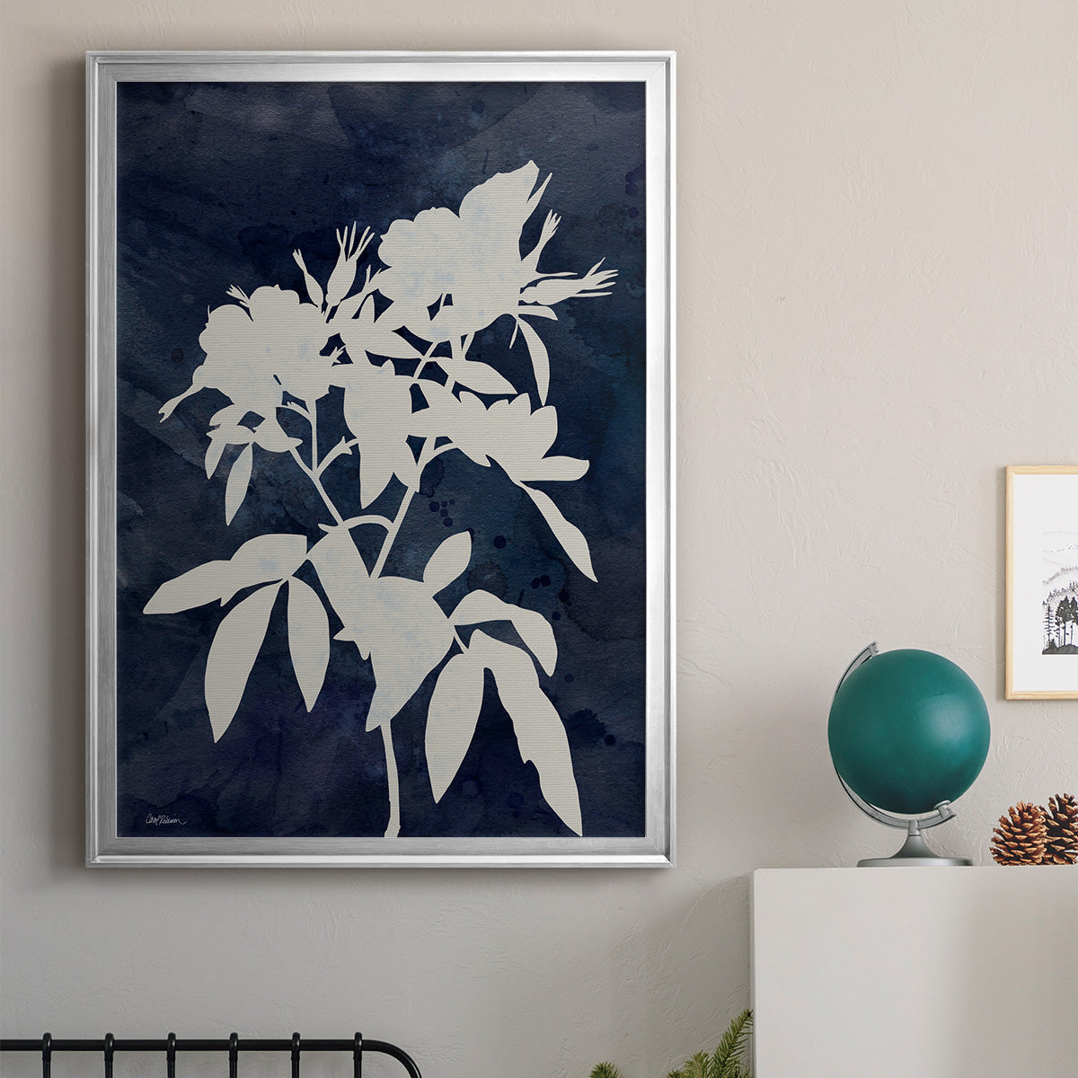 Indigo Botanical I Revisited - Modern Framed Canvas Print
