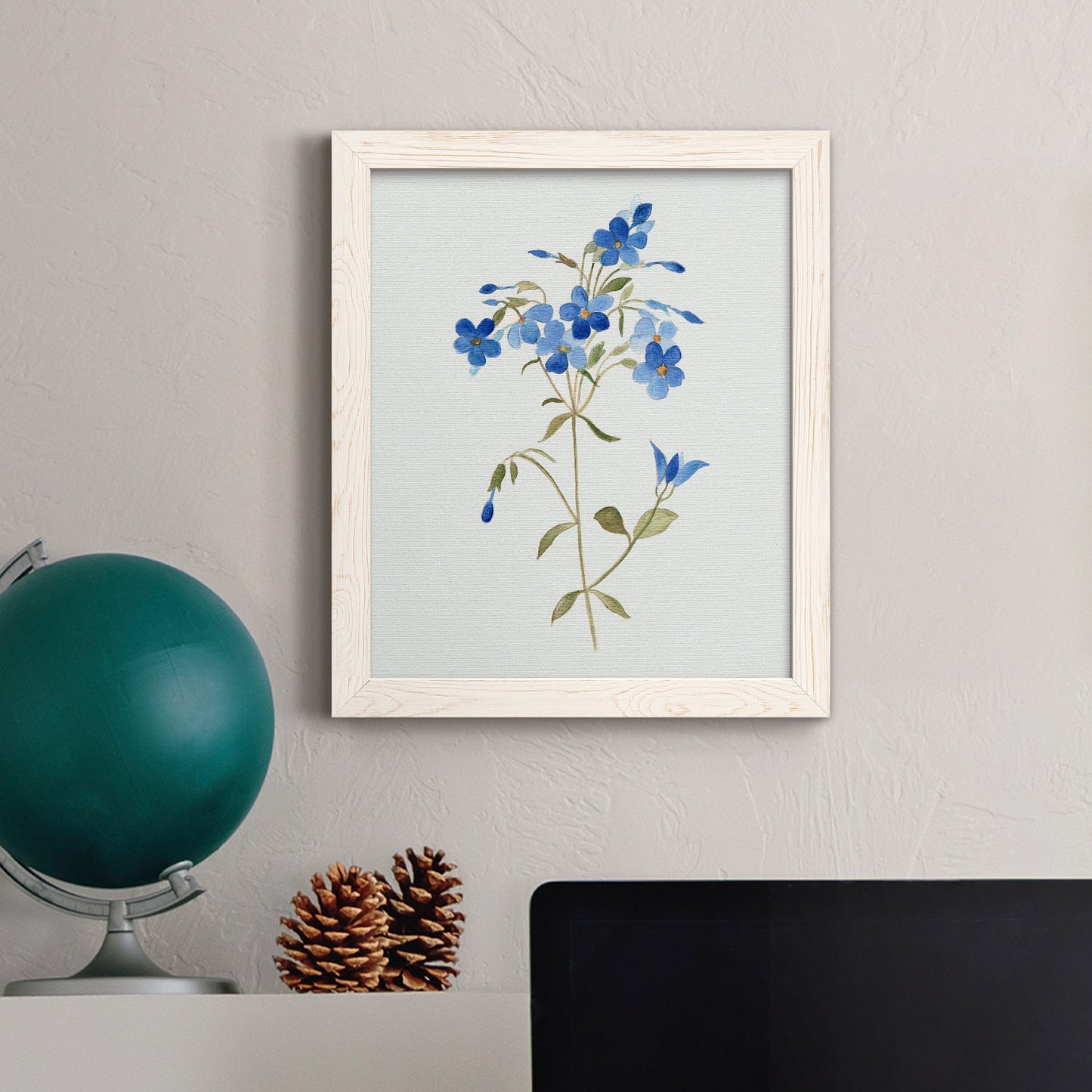 Blue Blossom Botanical II - Premium Canvas Framed in Barnwood - Ready to Hang