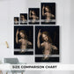 Size comparison chart for canvas art prints, showing multiple size options.