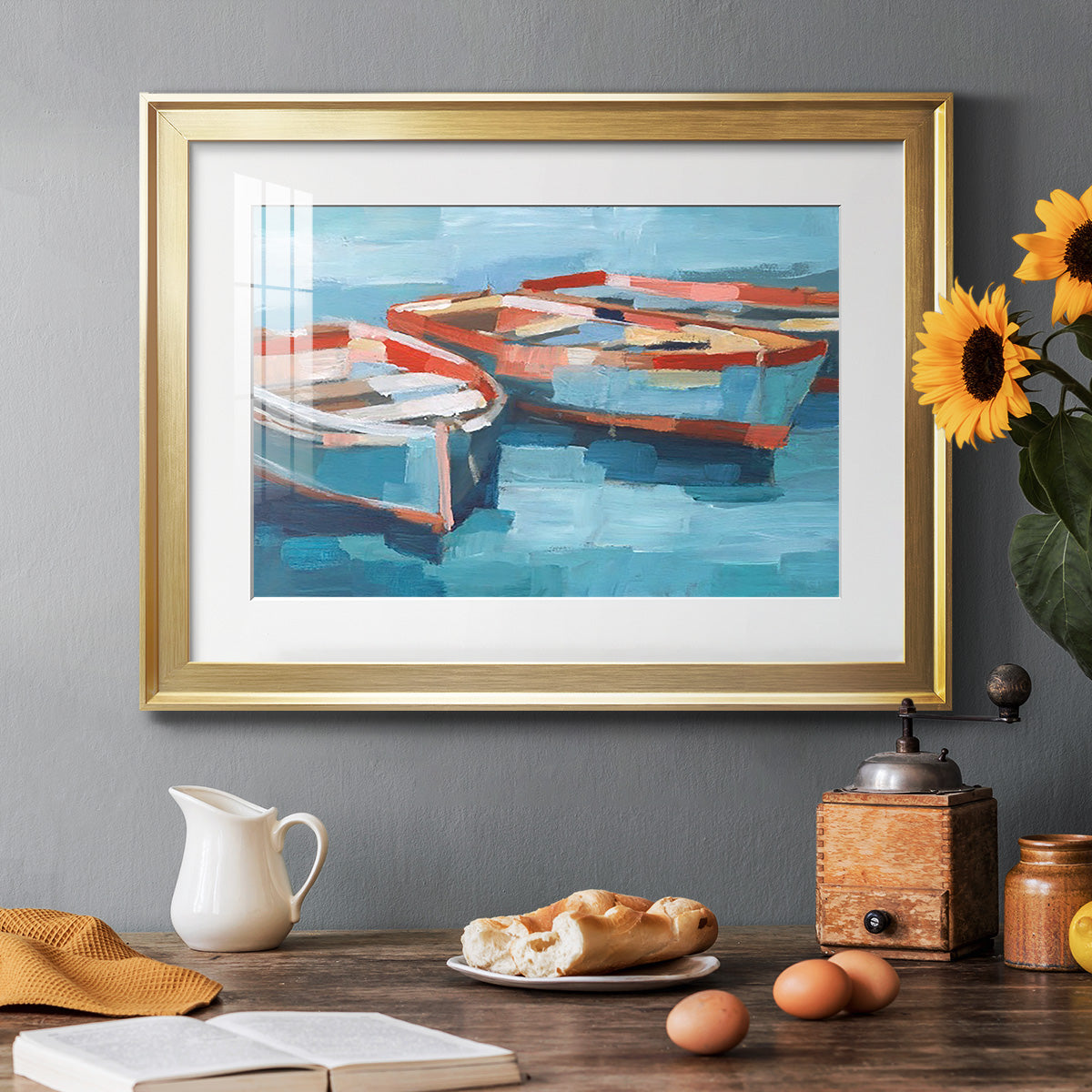 Primary Boats II Premium Framed Print - Ready to Hang